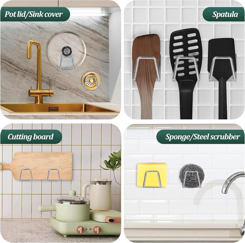 Adhesive Sponge Holder Sink Caddy for Kitchen Accessories - Stainless Steel Rust Proof Waterproof, Quick Drying (2 Pack)