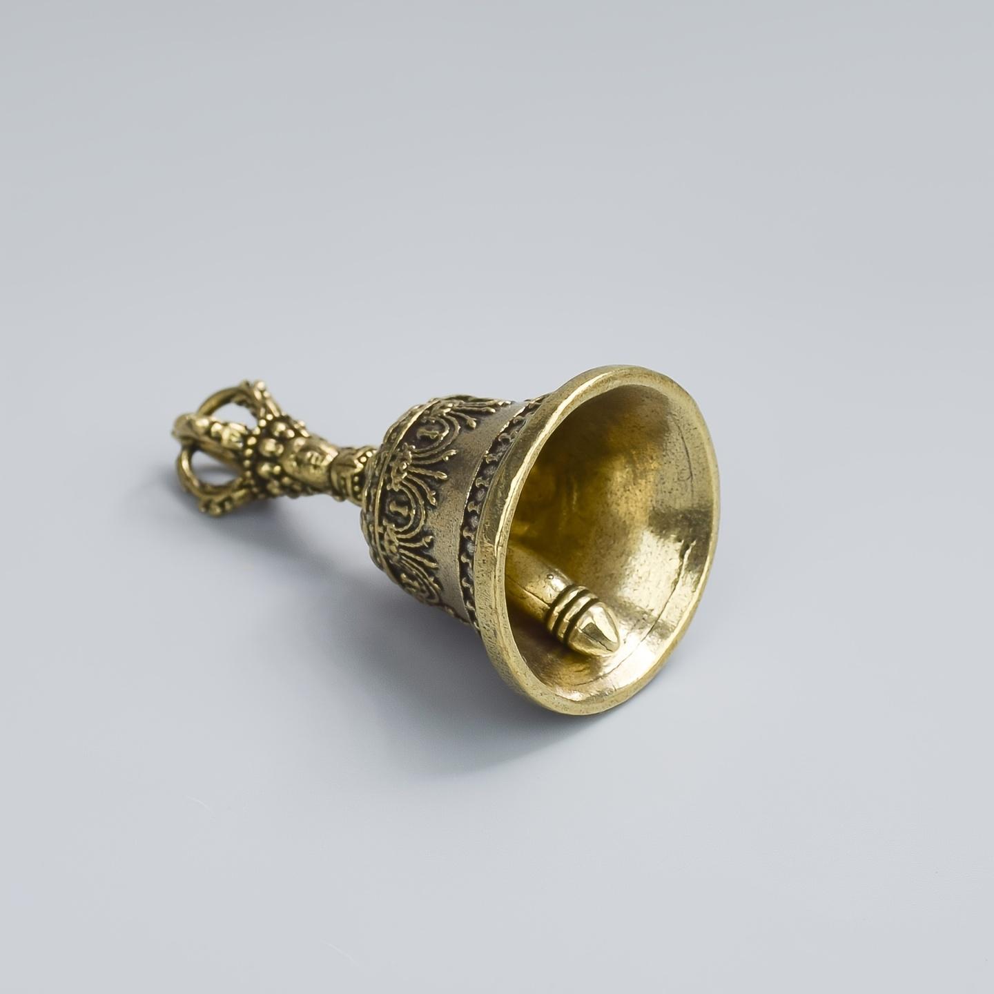 Carved Bronze Metal Percussion Instrument Bell - Hand-Held Shaker with Clapping Handle, Artisanal Craftsmanship, Soothing Healing Sounds, Ideal for Church and Festive Occasions,summervibes