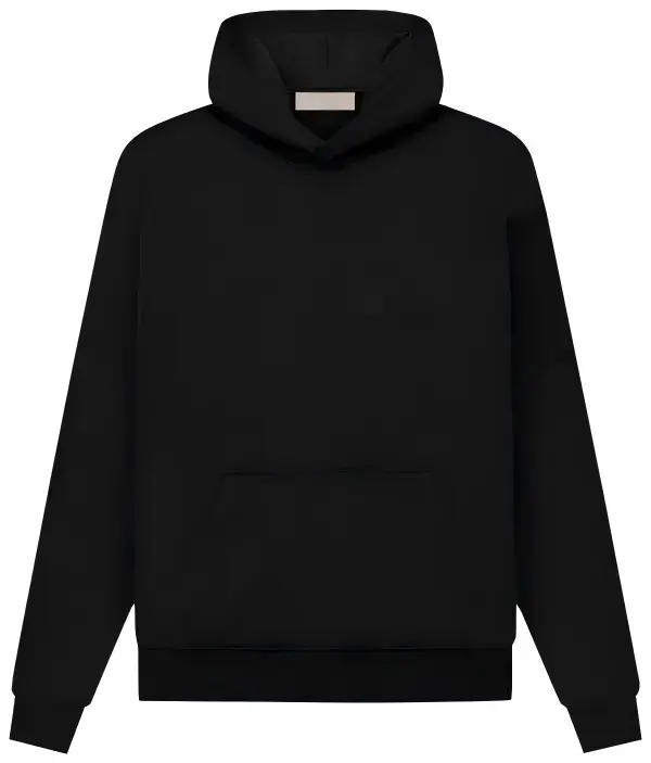 Black Hooded Sweatshirt with Front Pocket and Drawstring