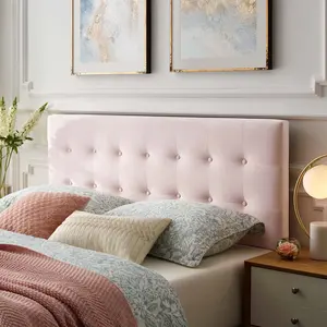 Modway Emily Queen Tufted Performance Velvet Headboard in Pink