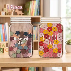 🌟 Fun Chore Tracker | 1 Pc Star Reward Jar | Wooden Mason Jar Behavior Motivation System