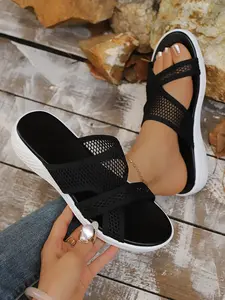 Women's Fashion Breathable Anti-Slip Slippers, Soft Sole Summer Outdoor Wear, Comfortable Flat Shoes for Pregnant Women & Moms