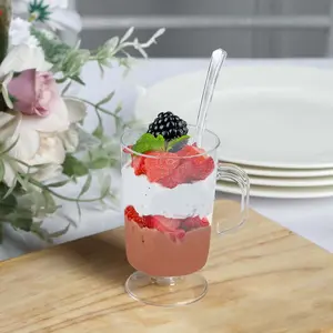 24-Pack Clear Plastic Mini Coffee Tea Espresso Cups 2oz, Tasting Spoon Set Included - Disposable Dessert Parfait Cups