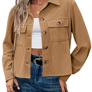 Women‘s Fashion Cropped Corduroy Shackets Button Down Jackets Tops Fall Trendy Lightweight Long Sleeve Shirts Women‘s Fashion Cropped Corduroy Shackets Button Down Jackets Tops Fall Trendy Lightweight Long Sleeve Shirts