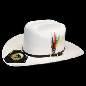 Sombrero 100X San Judas Estilo Sinaloa White Diamond Boots Copa Mediana 4 5/8” Falda 3.5”