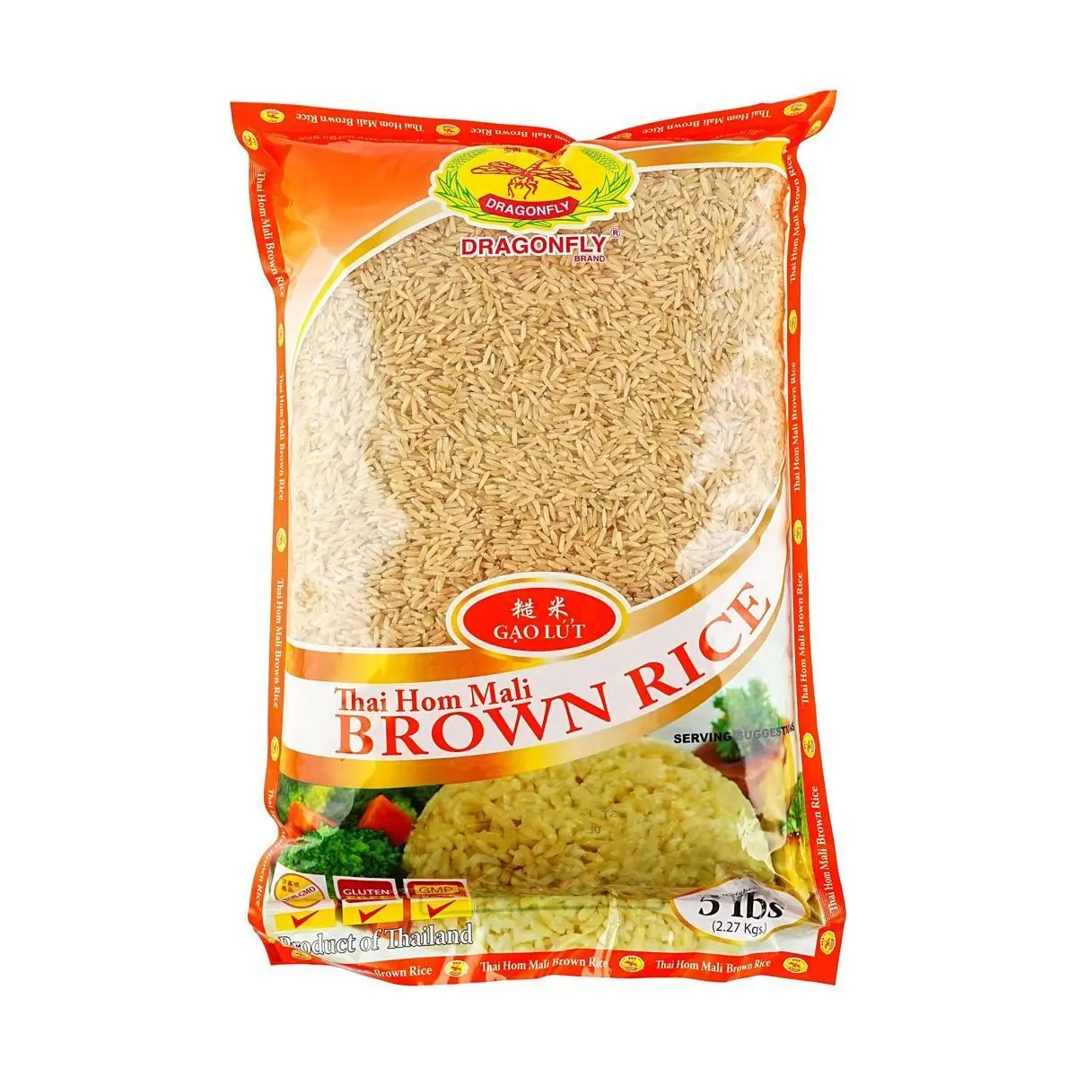 Dragonfly Brand Thai Brown Rice Mix Grains 5lb - Healthy Whole Grain Rice for Nutritious Meals
