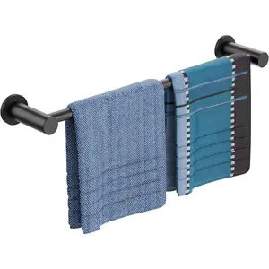 Towel Holder, 1 Set  Towel Bar Holder with Adjustable Length, Matte Black Non-Slip  Towel Rod Rack for Refrigerator, Dishwasher, Laundry, Kitchen Stove