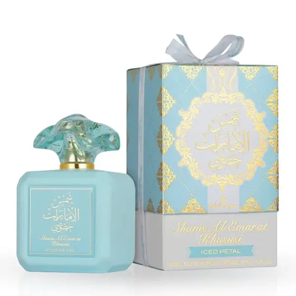 Shams Al Emarat Khususi Iced Petal Eau de Parfum Spray 100ml (3.4 oz) by Ard Al Zaafaran – Sweet Vanilla Musk Floral Women’s Perfume, Long Lasting Luxury Fragrance