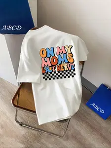 Boys Short Sleeve T-Shirt Graphic Fashion Tee Cartoon Letter Print, Casual Round Neck Long Top, Fitted H Style, All Seasons Wear, Kids Clothing