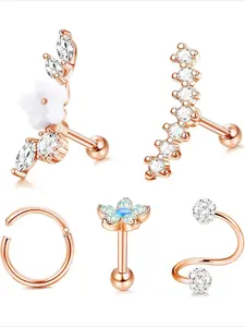 Cartilage Earrings for Women 16G Stainless Steel Silver Gold Rose Gold Black Plated Ear Cartilage Stud Hoop Tragus Conch Helix Piercing Jewellery