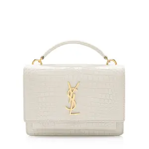 Pre-owned Yves Saint Laurent Leather Shoulder Bags Saint Laurent Croc Embossed Monogram Sunset Chain Wallet