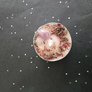 Obsessed AF Love Tea Light Candle | Attraction & Devotion Ritual | Dressed Spell Candle with Herbs & Crystals | Rose Quartz Amethyst Love Spell | Manifest Love Fast