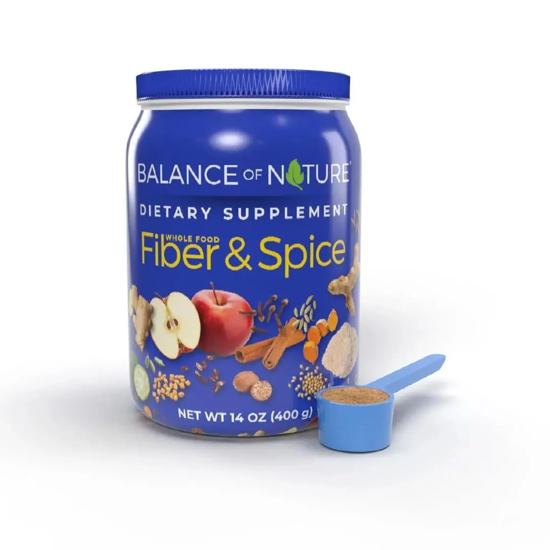 Balance of Nature Fiber & Spice Supplement - Digestive Health, Supports Regularity, Vegan, Sugar-Free, No Additives or Synthetics, 100% Natural - 14oz Powder