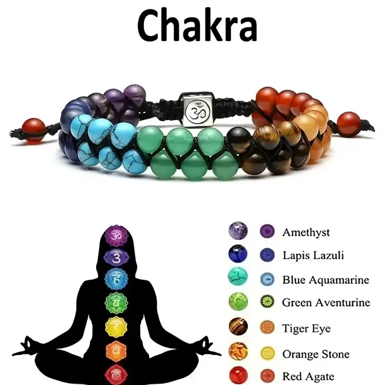 7 Chakra Beaded Bracelet, Adjustable Yoga Meditation Stone Bracelet, Healing Crystal Chakra Bracelet, Spiritual Gift for Women Men