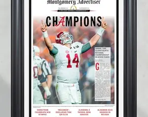 2015 Alabama Crimson Tide "Champions" National Champions Framed Newspaper Print