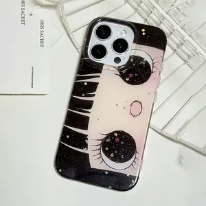 Cute Cartoon Big Eyes Phone Case, Fashion Lolita Style Protective Cover, Fits iPhone 17/17 Pro Max/16 Pro Max/15 Pro/14/13/12/11, Christmas Gift
