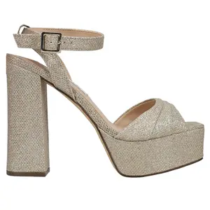 Nina Womens Dorcas Glitter Platform Dress Sandals High Heel 3" & Up - Gold