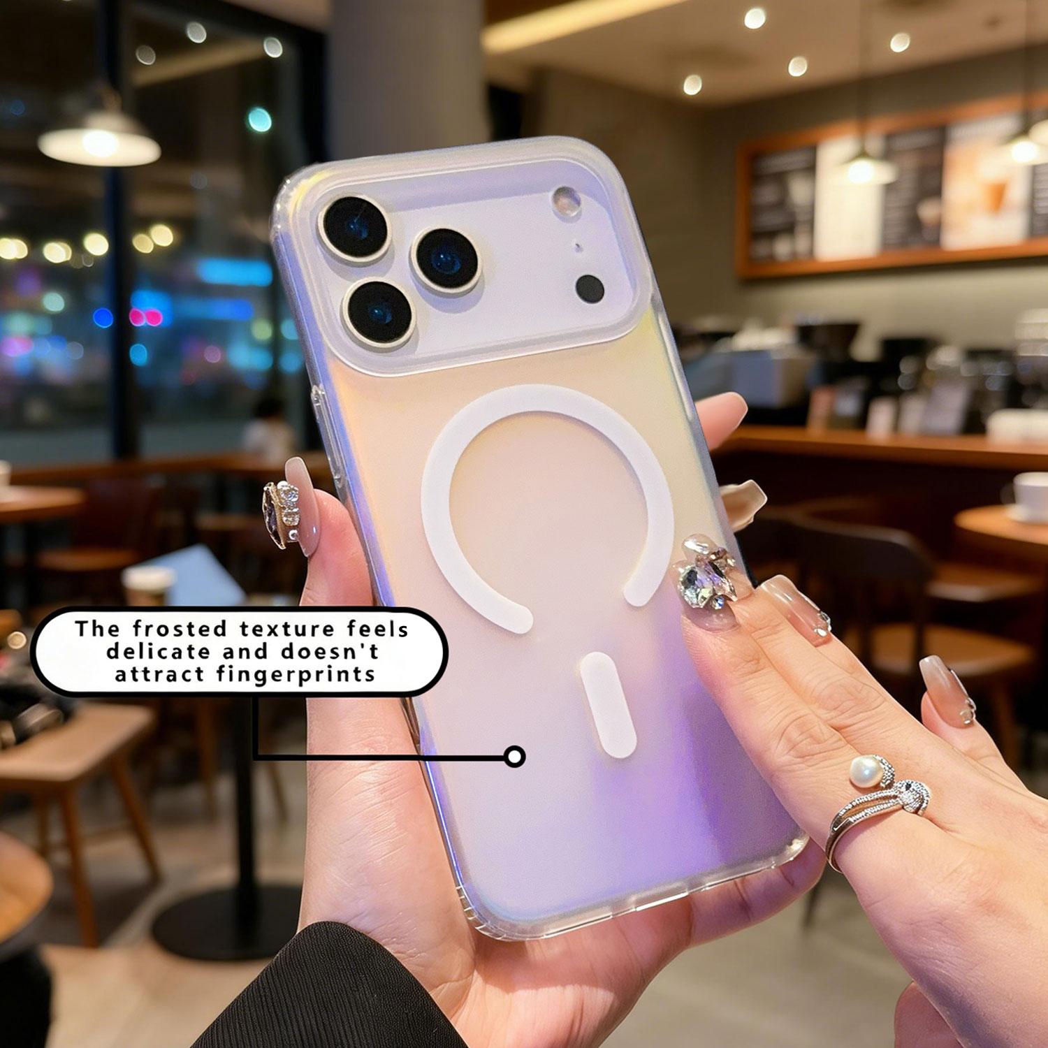 Laser PrismGlow Color-Shift Iridescent Clear Phone Case, Sparkly Cute Design, MagSafe Magnetic Cover for iPhone 17 16 15 14 13 12 Pro Max