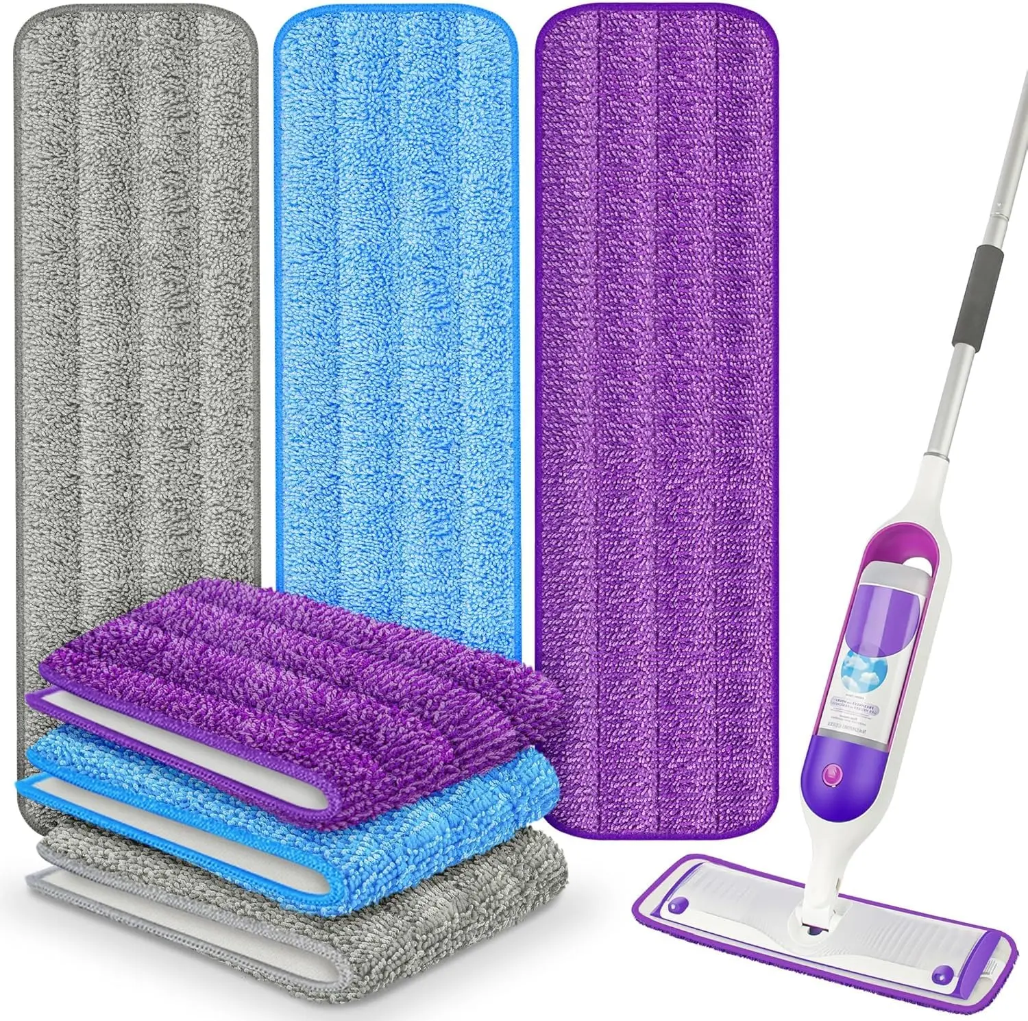 6 Pack Reusable Swiffer PowerMop Pads - Mop Heads Refills, 13-15 in Wet Pads, Water Absorbent, Removable & Washable, Durable Up to 100 Washes, Safe on All Floor Types, Home Supplies Gift for Families
