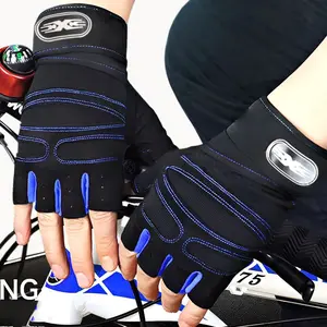 Half-Finger Gym Gloves - Black, Red & Blue Workout Gloves for Men & Women, Ideal for Cycling, Weightlifting & Fitness Enthusiasts, Sports Gloves, Workout Accessories | Gloves | Durable Woven Fabric