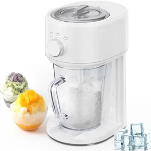 Shaved Ice Machine, Electric Ice Shaver and Snow Cone Machine with Large Capacity Storage, Portable Ice  Ice Thickness Can be Adjusted (White)