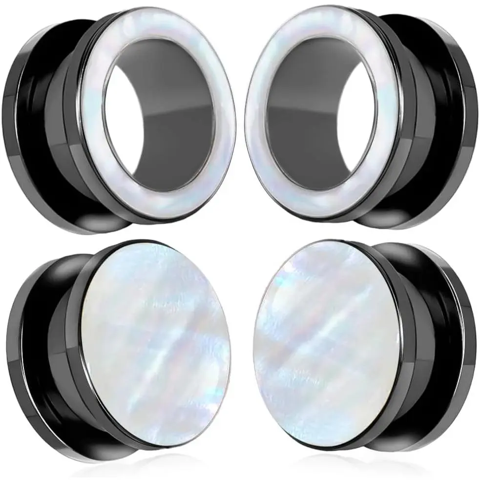 2 Pairs Conch Shell Ear Gauges Tunnels and Plugs 316L Stainless Steel  Earrings Ears Expander
