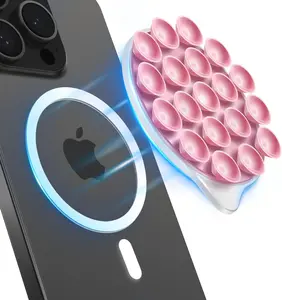 Silicone Suction Phone Case Magnetic Phone Mount, Silicon Hands-Free Phone Accessory for iPhone and Android, Mirror Shower Phone Holder, Tiktok Videos and Selfies Accessories Durable Smartphone Cellphone Mobile Stick Stand