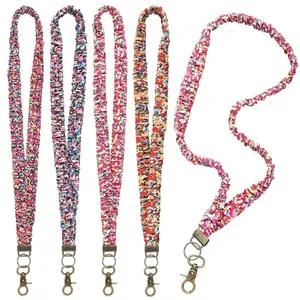 Fashion Colorful Pleated Elastic Teacher Lanyard, Multifunctional Phone Sling, Phone Chain, Elegant Cute Necklace Strap, Safety Buckle, School Gift