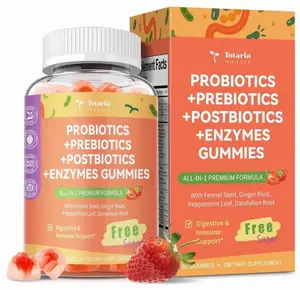 Sugar Free 5-in-1 Probiotic Prebiotic Postbiotic Gummy, 36 Strains Probiotics for Women Men with Digestive Enzymes, Peppermint, Complete Immune, Gut & Digestive Support, Vegan, 60 Counts