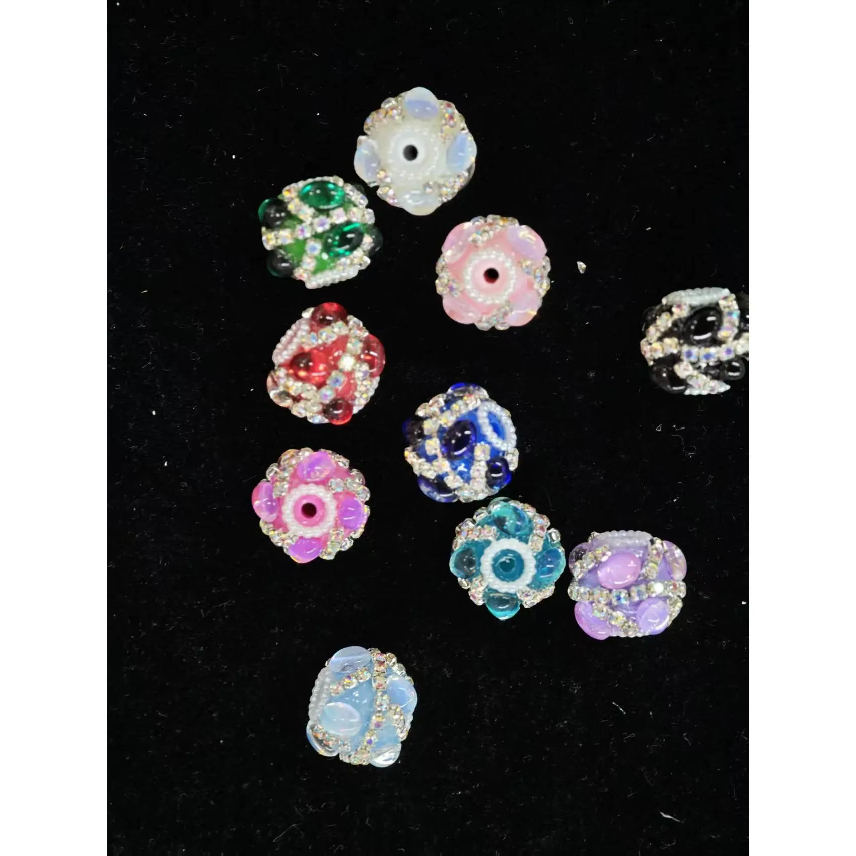 459 10PCS Butterfly Rhinestone Spacer Beads Set | Sparkly Colorful Beads for DIY Pens & Jewelry