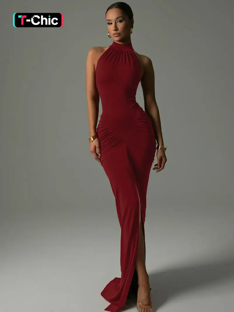 black halter neck prom dress - TikTok Shop