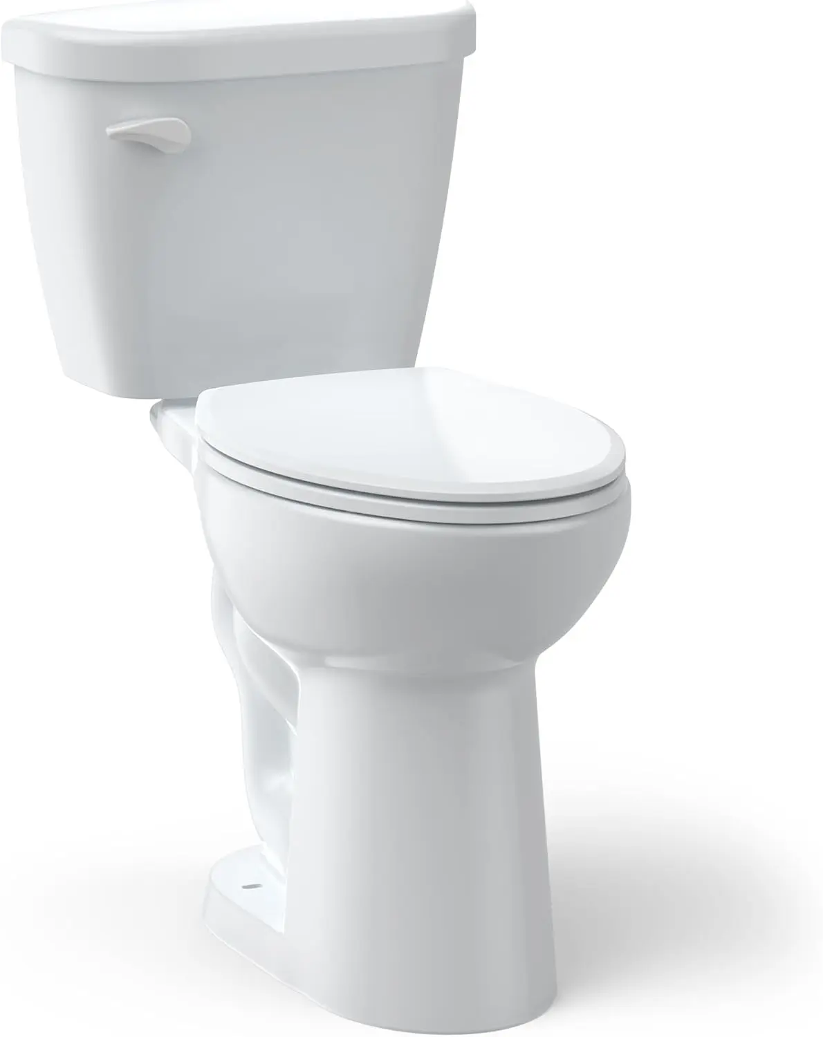 Elongated Two-Piece Toilet | 1.28 GPF High-Efficiency Flush With Soft-Close Seat | Durable Ceramic Bowl, 12” Rough-In, Easy Installation | WaterSense Certified, White