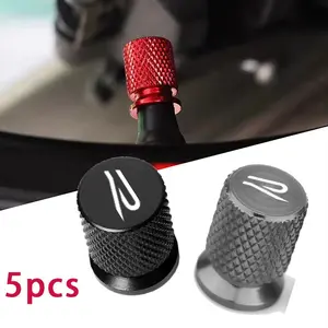 Volkswagen R 5pcs Aluminum Alloy Tire Valve Stem Cap, Metallic Texture, Anti-Theft & Dust-Proof, Automotive Accessories