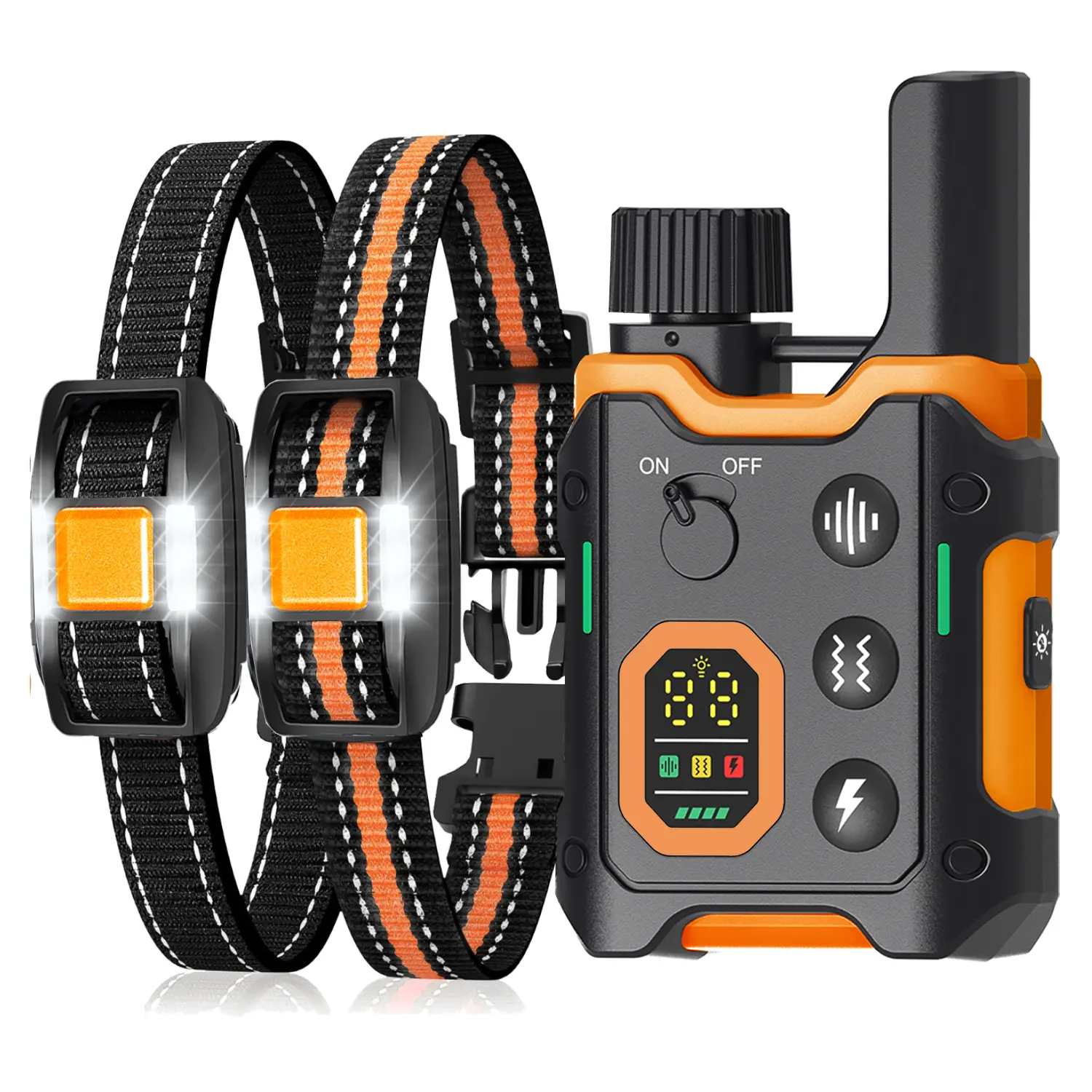 3300ft Range Rechargeable Dog Training Collars, Adjustable Nylon Strap, Electric Shock, Vibration & Sound Modes, Waterproof, For Small To Large Dogs (5-150lbs)