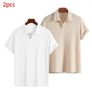 Men’s top 2-pack: collared diamond knit casual loose short-sleeve polo shirt; solid color, minimalist design, available in multiple colors; casual, comfortable, breathable #fathersdaygift