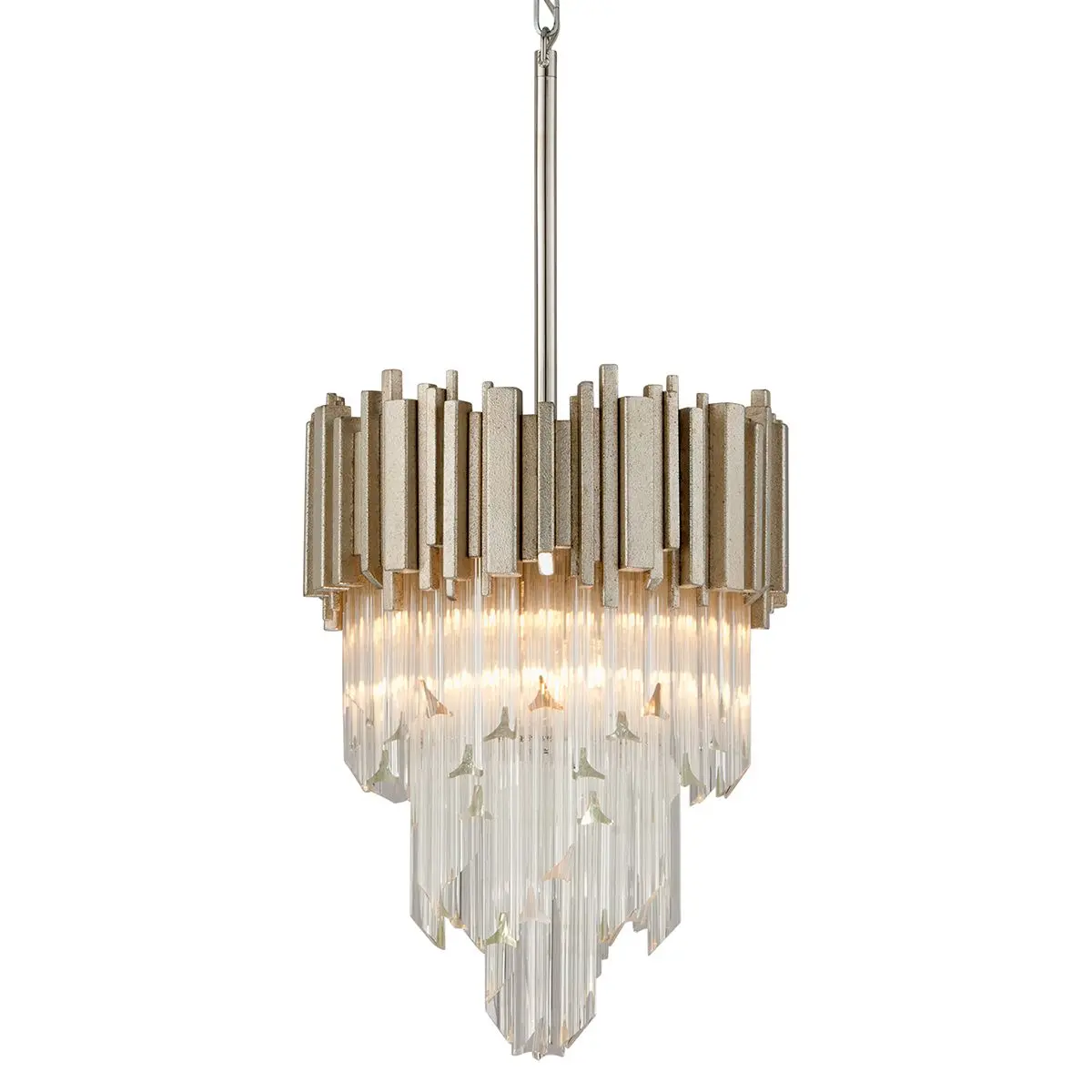 Large Mystique Pendant Light with Three-Sided Crystal Rods and Unique Iron Design
