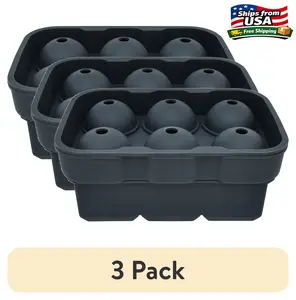 (3 pack) MS, Ice Cube Tray, 2 Pack Silicone Ice Cube Tray Grey, Square & Sphere Combo, 2 pack, perfect for chilled drink preparation