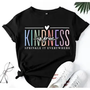 180g[100%cotton Uplifting And Heart - Warming T - Shirt: Make A Statement With A Kindness - Themed Motto Women'S Letters-Printed T-Shirt Crewneck Crop Workout Tee Women'S  Graphic  Tees Top Fashion Print Women'S T-Shirt Golf Gift T-Shirt For Men And Women