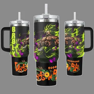 Broly Dr Super Legendary Saiyan Energy 40oz Stainless Steel Insulated Tumbler Mug with Handle & Straw Dragon Fans