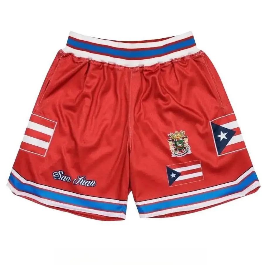 Puerto Rican Red Gym Shorts Men's Shorts with Four Pockets Valentine's Day gift Couple