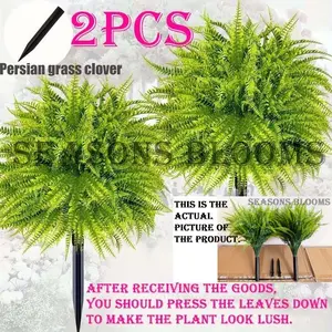 1/2 piece - Artificial Boston Fern with Floor Stand, UV-resistant Oxalis Shrub, Artificial Ferns, Plastic Flowers, suitable for indoor/outdoor decoration, for home, hotel, garden settings, floor display, outdoor artificial plants