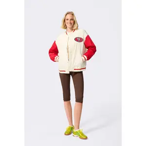 49ers Bomber Jacket in Sugar Swizzle and Red