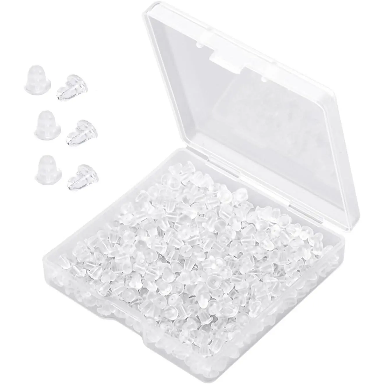2000 Pcs (1000 Pairs) Small Earrings Backings Earring Backs for Studs Rubber Plastic Clear Soft Earring Backs Cluth Ring Stopper Replacement for Fishhook Earrings Studes (1 Styles Small)