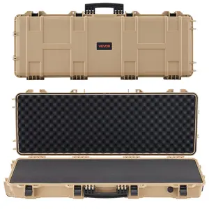 VEVOR Hard Rifle Case, Lockable Rifle Case with Pre-cut Foams, 42 in Movable Gun Storage with Wheels, IP67 Waterproof & Dustproof Pistol Storage for Rifle, Shotgun, Airsoft Gun, Khaki