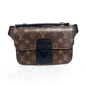 Pre-owned Louis Vuitton S Lock Sling Bag Brown Canvas Crossbody Handbag with Monogram Print for Men Everyday Streetwear