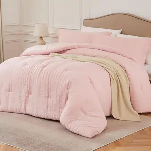 Pink Twin/Twin XL Comforter - 2 Seersucker Lightweight Comforter Sets (1 Fluffy Comforter  1 Pillowcase) - Seasons Sets for Women Men