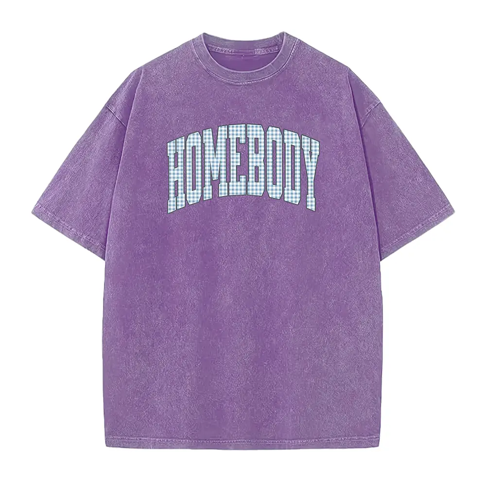 Blue Gingham Homebody Shirt, Homebody T-shirt, Trendy Women's Shirt, Cozy Vibes Shirt, Gift for Introvert