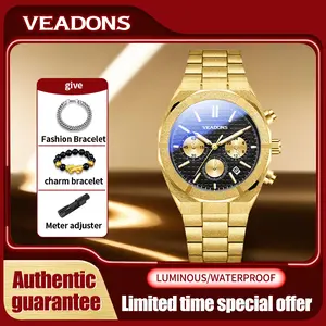 【Fashionable men's gold watch】Men's Classic Business Decorative Analog Watch, Men's Wristwatch, Men's Fashion Watch, Luminous Hands Watch for Party, Daily Wear Accessory, Trendy All-match Exquisite Watch (with Gift Box, Perfect for Birthday Gift) summer