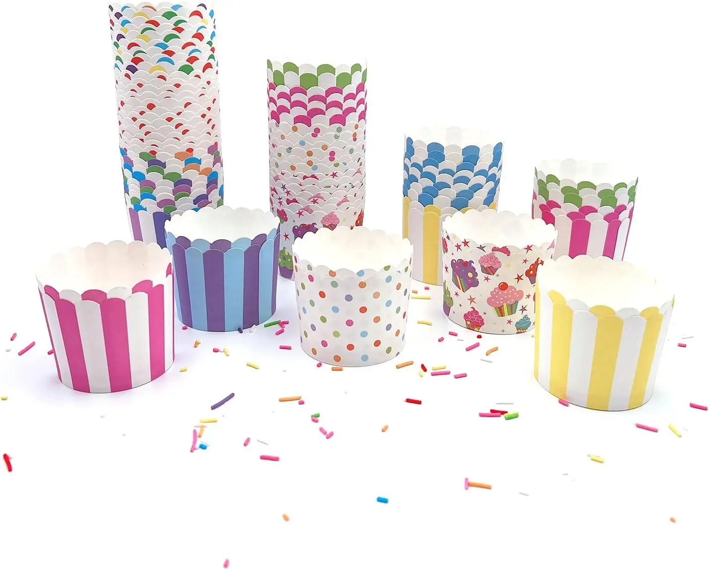 100pcs Random Colorful Premium Greaseproof Cupcake Paper Liners No Muffin Pan Needed