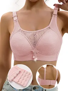 Comfortable Breathable Lace Bralette Bra for Women, Large Size Fixed Cup Wireless Underwear, Non-Magnetic No Steel Ring, 1 Piece Pack